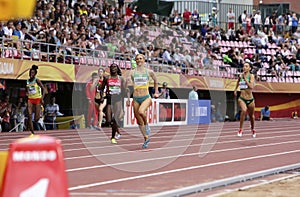 Athlets running 400 metrs semi final on the IAAF World U20 Championship in Tampere, Finland 11 July,