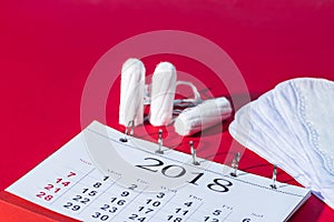 tampons, daily liners and calendar