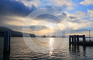 Tamsui Harbour sunset Taipei Taiwan