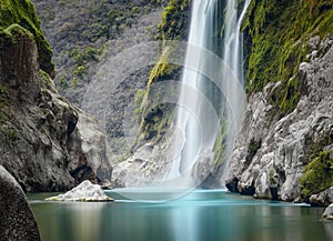 Tamul Waterfall on Tampaon River, Huasteca Potosina, Mexico photo