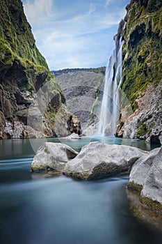 Tamul Waterfall on Tampaon River, Huasteca Potosina, Mexico photo