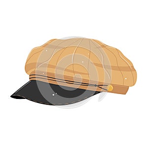 Tan detective hat with black brim. Classic sleuth accessory design. Detective gear, mystery concept vector illustration photo