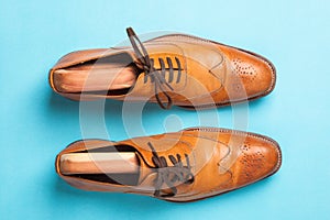 Tan fashionable male brogue shoes