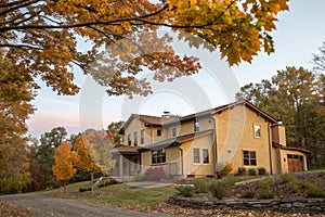 Tan House in Early Fall photo