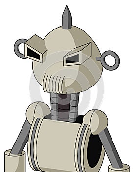 Tan Mech With Rounded Head And Speakers Mouth And Angry Eyes And Spike Tip