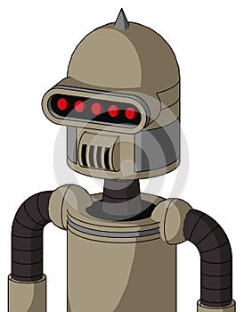 Tan Robot With Dome Head And Speakers Mouth And Visor Eye And Spike Tip