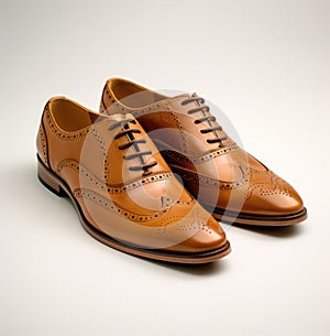 tan wingtip lace up shoes