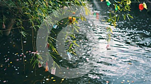 Tanabata, bamboo branches with gifts attached to them are thrown into nearby rivers