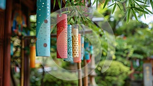 Tanabata, On the day of the holiday, bamboo branches are hung in front of the doors of houses and garden gates, to which