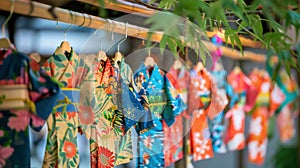 Tanabata, an offering is made in the form of kimonos cut out of paper