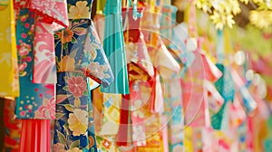 Tanabata, an offering is made in the form of kimonos cut out of paper