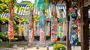 Tanabata, an offering is made in the form of kimonos cut out of paper