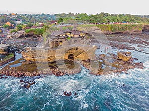 Tanah Lot - Temple in the Ocean. Bali, Indonesia. Photo from the drone