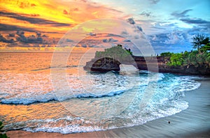 Tanah Lot Temple on Sea in Bali Island Indonesia