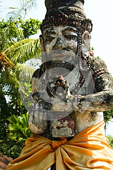 Tanah lot temple statue bali indonesia