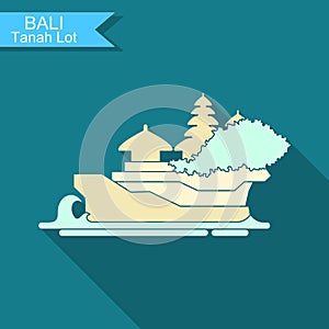 Tanakh Lot. The temple on the Bali. Indonesia. Stylized flat vector icon