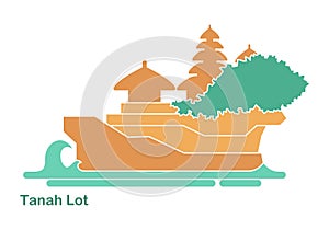 Tanakh Lot. The temple on the Bali. Indonesia. Stylized flat vector icon