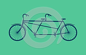 Tandem Bicycle isolated. Vintage bike on green background
