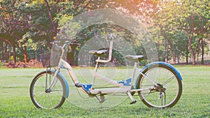 Tandem bicycle in the park