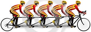 Tandem bicycle for 5 peoples or quint bike racers photo