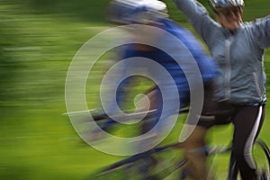 Tandem Bicycle Riders - Motion Blur