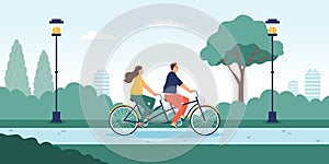Tandem Bicycle Vector Illustration