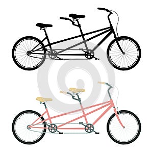 Tandem bicycle. Vector illustration. Isolated on white.