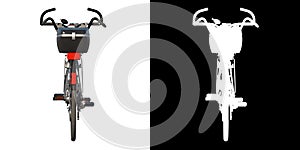 Tandem Bike 1 - Back view white background alpha png 3D Rendering Ilustracion 3D
