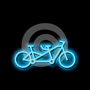 tandem bike bicycle for couple neon glow icon illustration