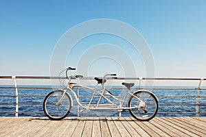 Tandem bike near sea