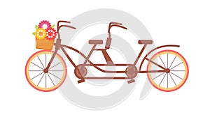 Tandem bike. Vector. Cartoon