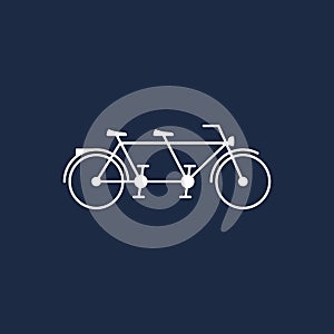 Tandem Bike vector icon in flat style isolated on white background