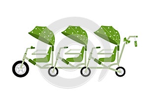 Tandem bikecycle green color for kids,Vector illustrations