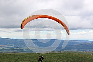 Tandem paraglider in the Brecon Beacons