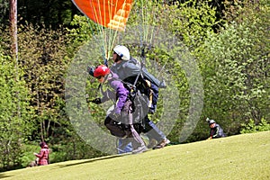 Tandem Paraglider launching