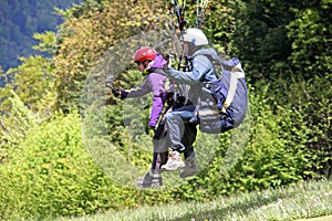 Tandem Paraglider launching