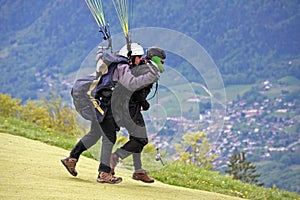 Tandem Paraglider launching