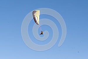 Tandem Paraglider soaring over Grand Teton National Park