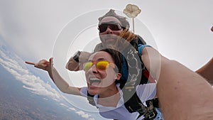 Tandem skydive over the ParanÃ¡ River between Brazil and Paraguay in Foz do IguaÃ§u