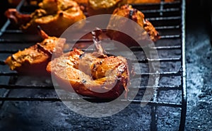 A Tandoori Appetizer BBQ Grilled / Roasted Chicken Breast Pieces Snack