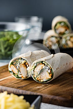 Tandoori chicken wrap with tzatziki