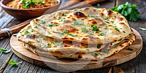 Tandoori naan Indian Tandoori roti or flat bread serve AI Generative photo