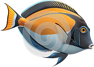 Tang fish display vibrant colors and graceful swimming movements. photo