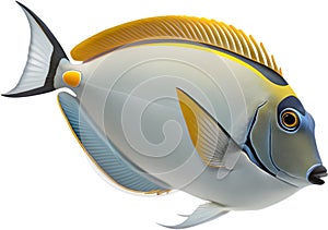 Tang fish display vibrant colors and graceful swimming movements. photo