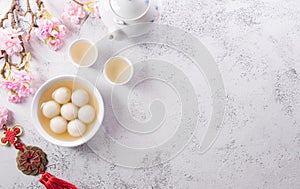 Tang Yuansweet dumplings balls, a traditional cuisine for Mid-autumn, Dongzhi winter solstice  and Chinese new year. Chinese