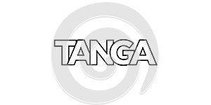 Tanga in the Tanzania emblem. The design features a geometric style, vector illustration with bold typography in a modern font.