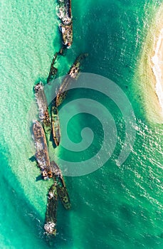 Tangalooma Shipwrecks off Moreton island, Queensland Australia