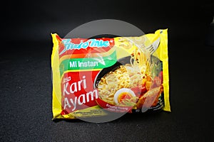 Indomie, fried instant noodles, boiled, spicy, Indonesia's favorite food, ready to eat.
