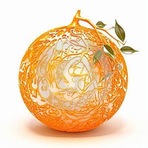 Tangerine Algorithmic Art On White Background