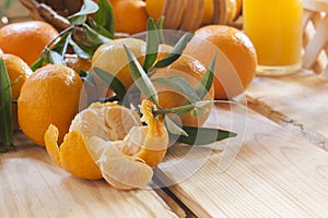 Tangerine basket and juice